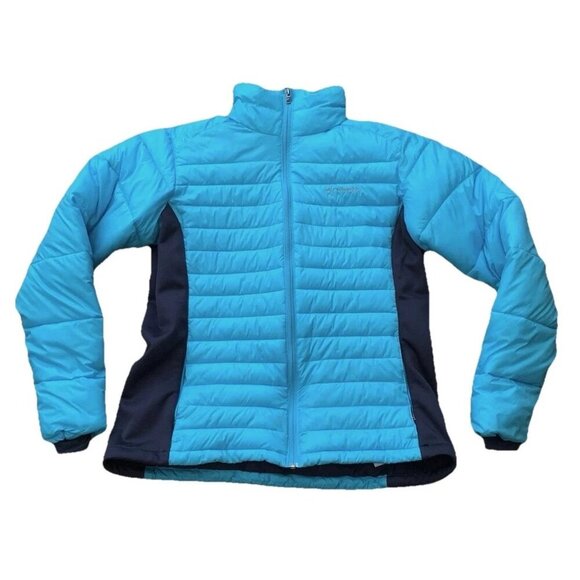 Columbia Blue Turquoise Women’s Large Full Zip Quilted Puffer Jacket - Picture 1 of 12
